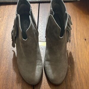 Carlos by Carlos Santana Gray Ankle Boots with Fringe